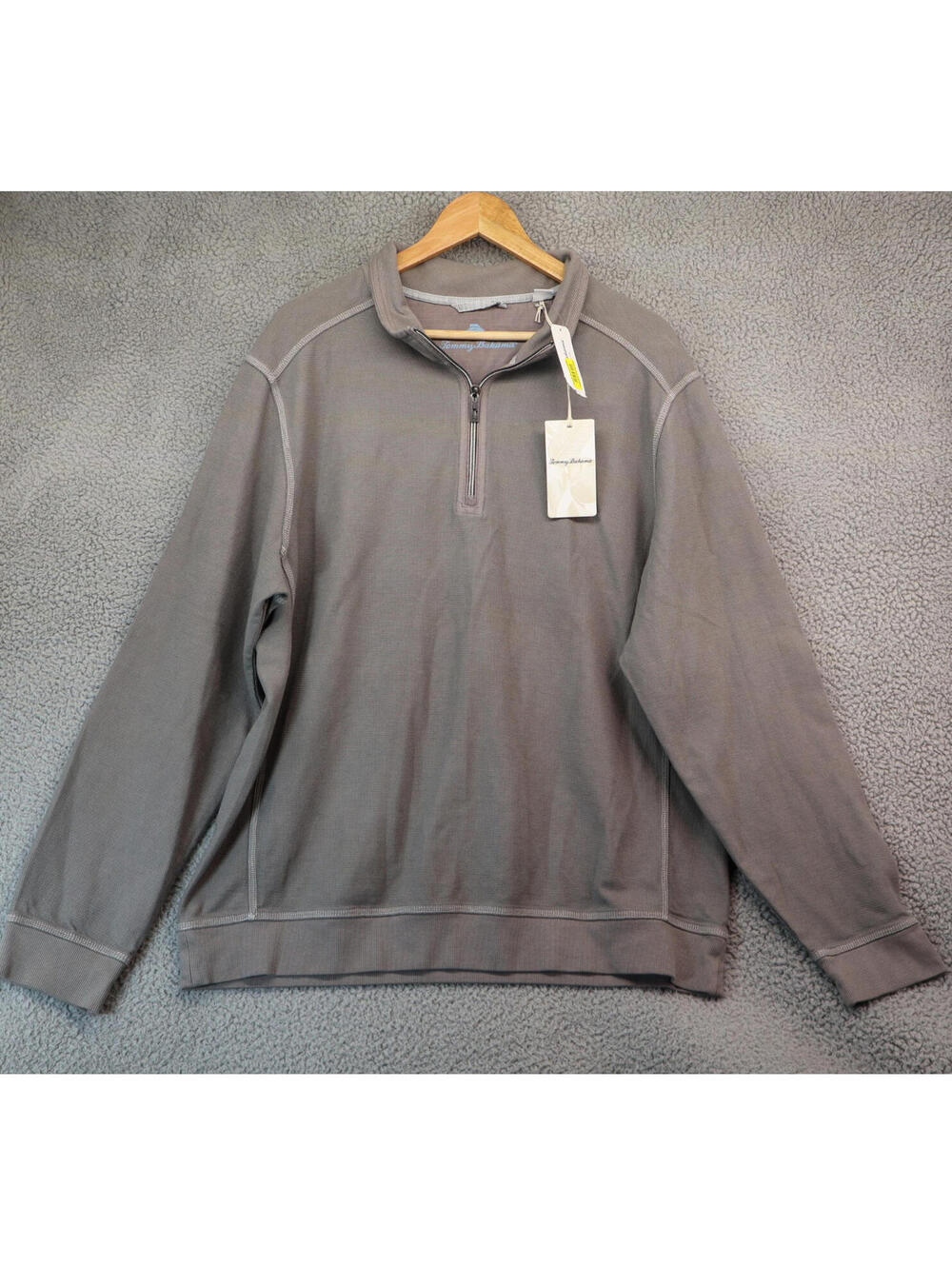 Tommy Bahama Men XL Montego Beach NWT 1/2 Zip Sweater Gray